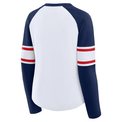 New England Patriots Women's Redzone Blitz Package Raglan Lace-Up V-Neck Long Sleeve T-Shirt - White/Navy cheap