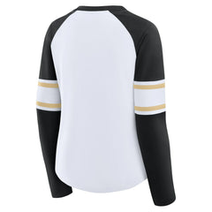 New Orleans Saints Women's Redzone Blitz Package Raglan Lace-Up V-Neck Long Sleeve T-Shirt - White/Black outlet