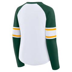 Green Bay Packers Women's Redzone Blitz Package Raglan Lace-Up V-Neck Long Sleeve T-Shirt - White/Green sale