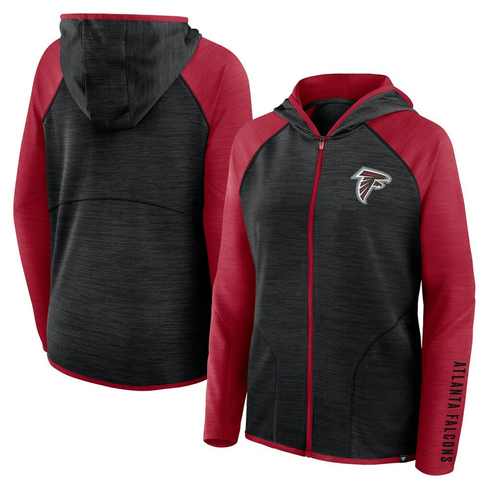 Atlanta Falcons Women's Redzone End Around Pass Raglan Full-Zip Hoodie - Black/Red on sale