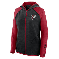 Atlanta Falcons Women's Redzone End Around Pass Raglan Full-Zip Hoodie - Black/Red on sale