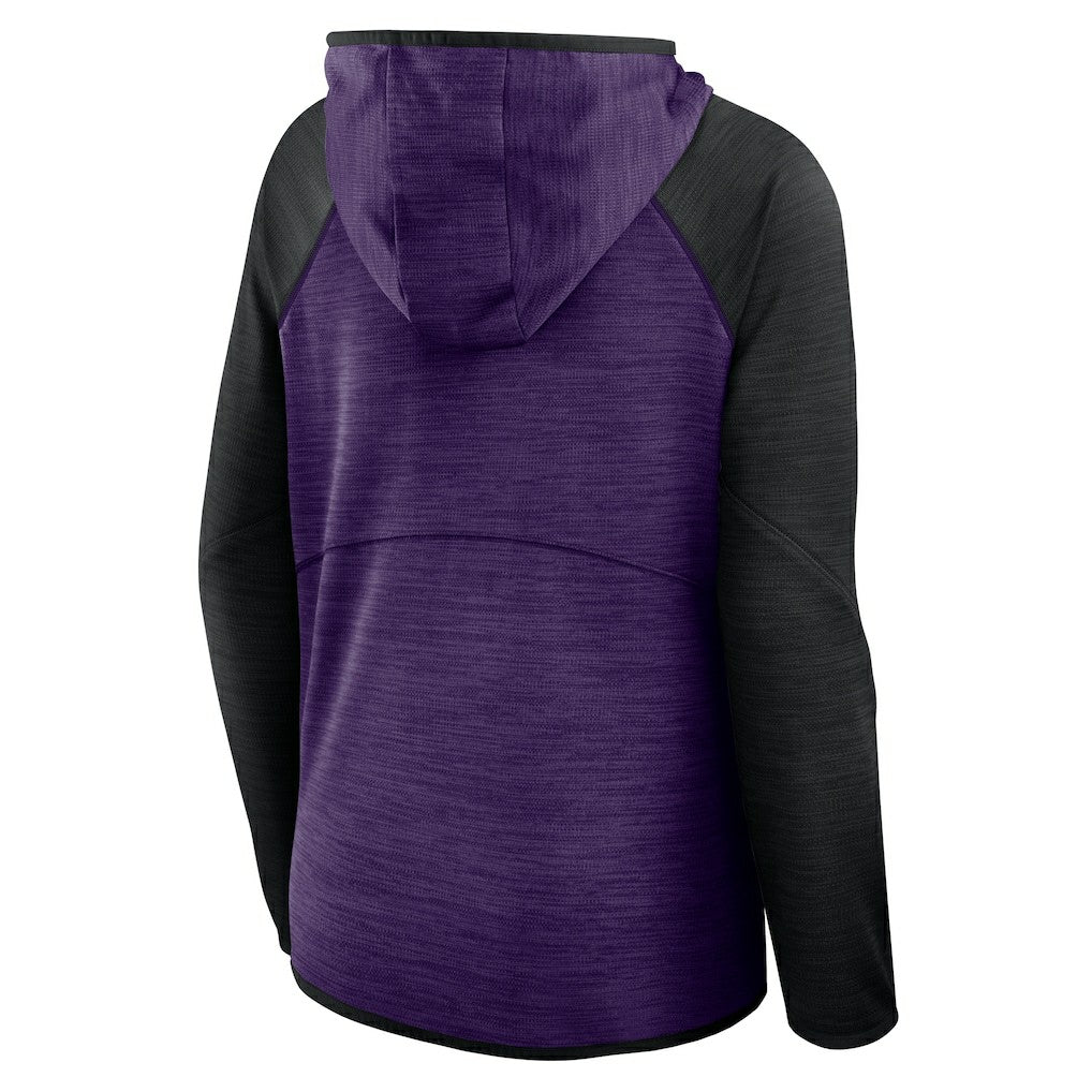 Baltimore Ravens Women's Redzone End Around Pass Raglan Full-Zip Hoodie - Purple/Black for sale