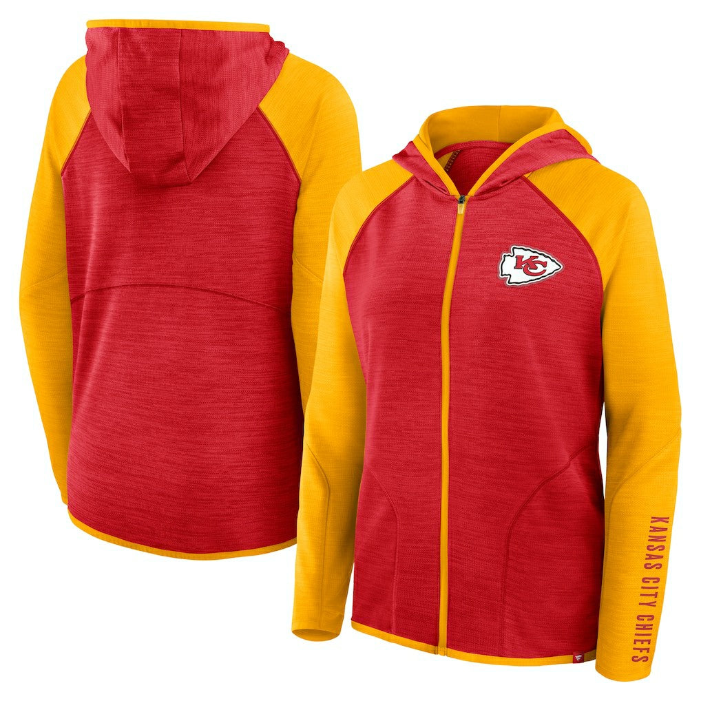 Kansas City Chiefs Women's Redzone End Around Pass Raglan Full-Zip Hoodie - Red/Gold for sale