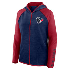 Houston Texans Women's Redzone End Around Pass Raglan Full-Zip Hoodie - Navy/Red on sale