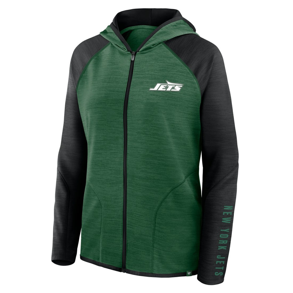 New York Jets Women's Redzone End Around Pass Raglan Full-Zip Hoodie - Green/Black outlet