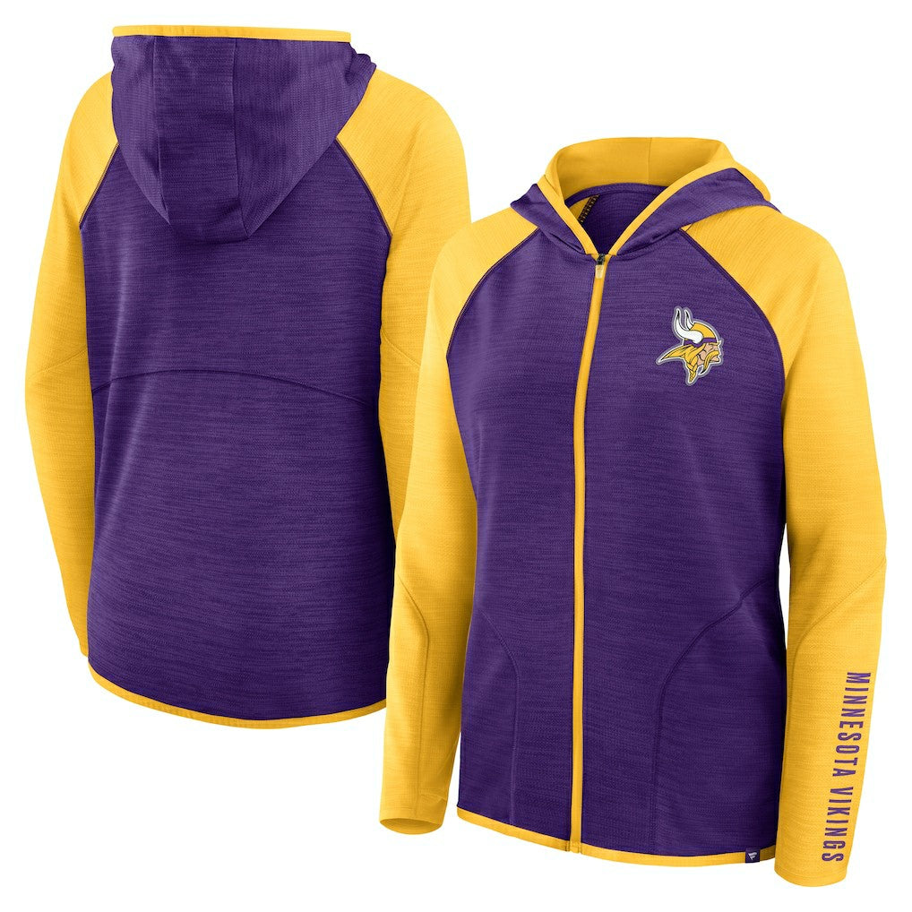 Minnesota Vikings Women's Redzone End Around Pass Raglan Full-Zip Hoodie - Purple/Gold outlet