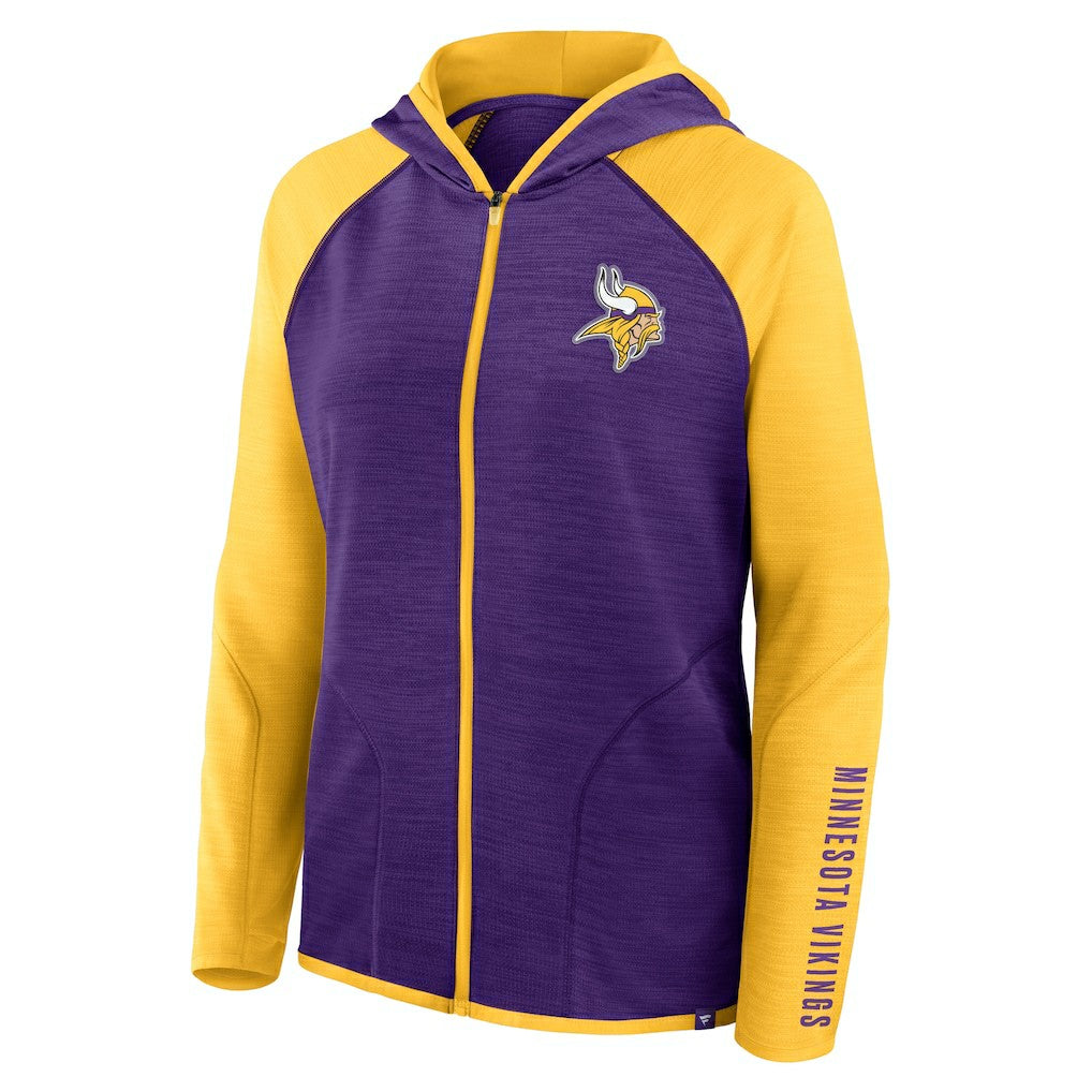Minnesota Vikings Women's Redzone End Around Pass Raglan Full-Zip Hoodie - Purple/Gold outlet