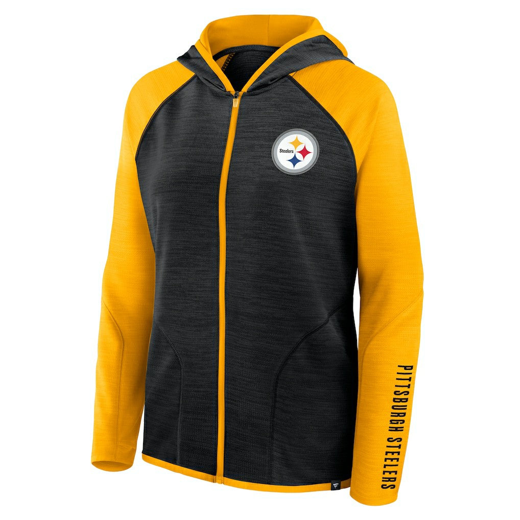 Pittsburgh Steelers Women's Redzone End Around Pass Raglan Full-Zip Hoodie - Black/Gold sale