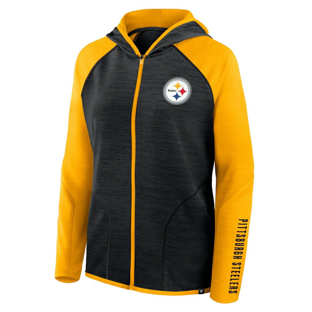 Pittsburgh Steelers Women's Redzone End Around Pass Raglan Full-Zip Hoodie - Black/Gold sale