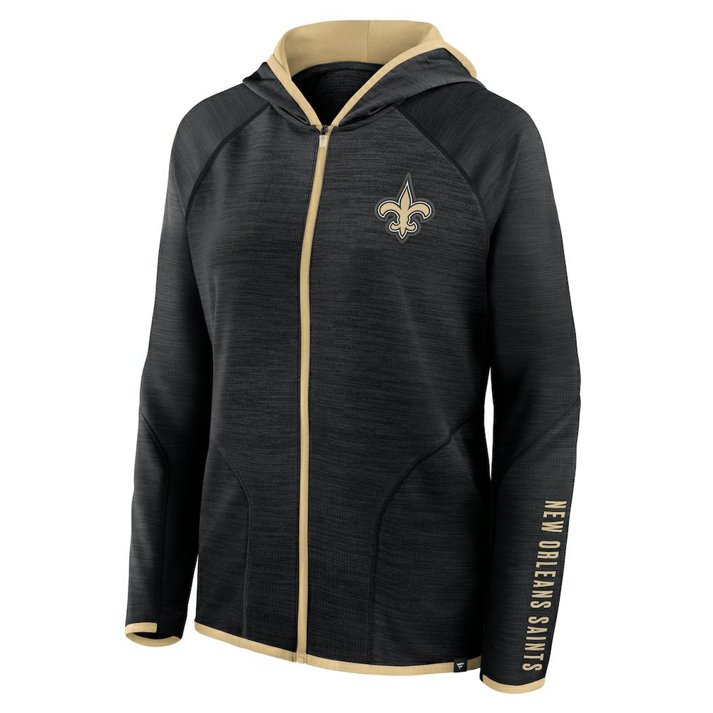 New Orleans Saints Women's Redzone End Around Pass Raglan Full-Zip Hoodie - Black for sale