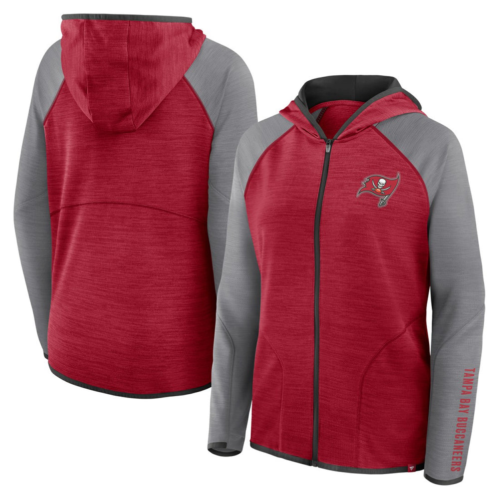 Tampa Bay Buccaneers Women's Redzone End Around Pass Raglan Full-Zip Hoodie - Red/Pewter on sale