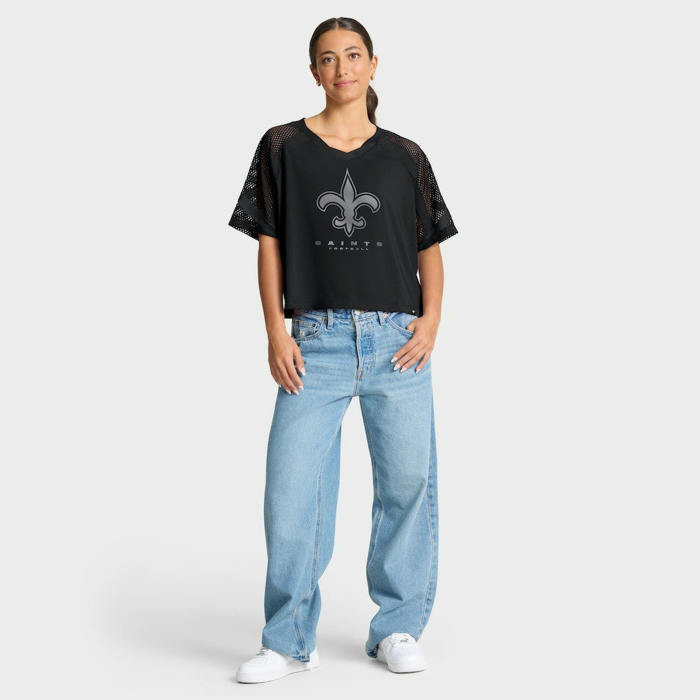 New Orleans Saints Women's Oversized Raglan V-Neck Blackout Fashion Jersey sale