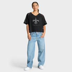 New Orleans Saints Women's Oversized Raglan V-Neck Blackout Fashion Jersey sale