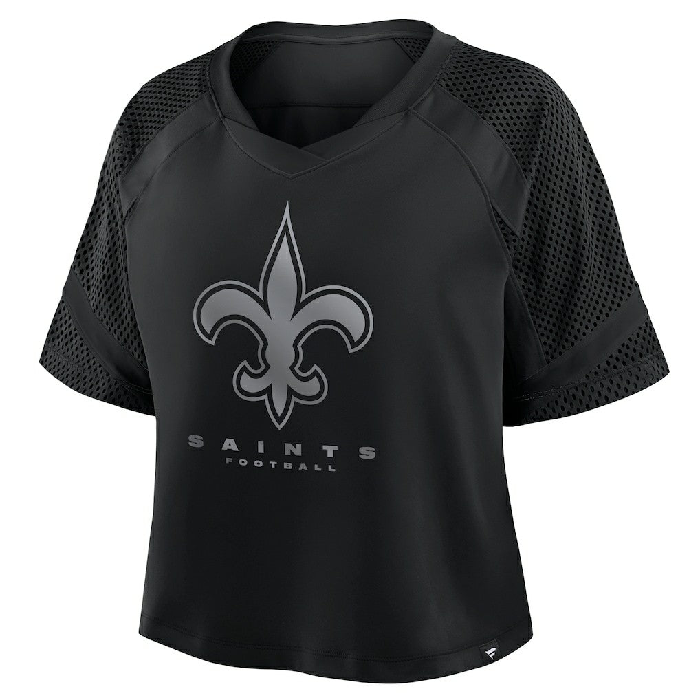 New Orleans Saints Women's Oversized Raglan V-Neck Blackout Fashion Jersey sale