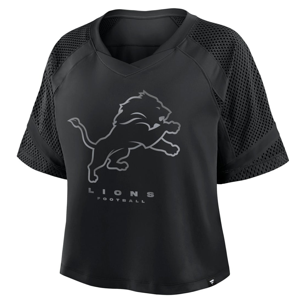 Detroit Lions Women's Oversized Raglan V-Neck Blackout Fashion Jersey on sale