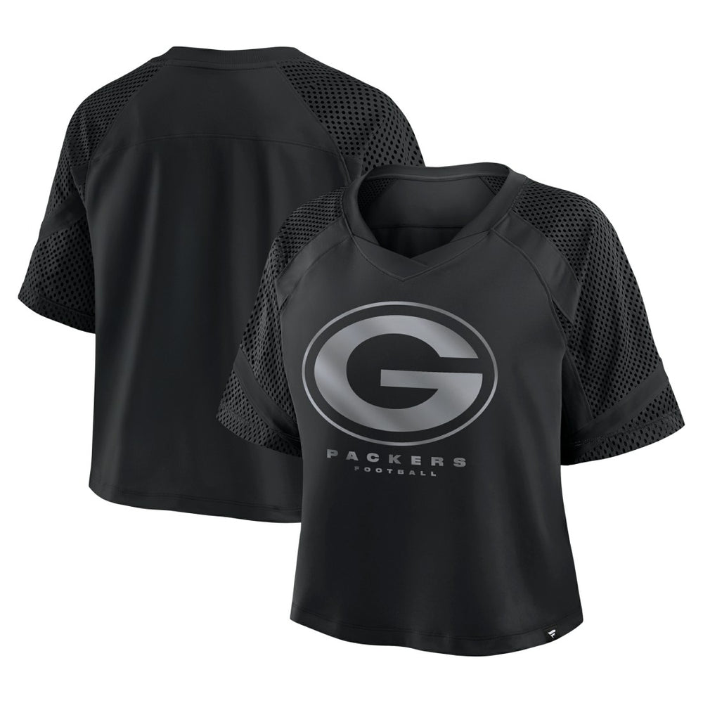 Green Bay Packers Women's Oversized Raglan V-Neck Blackout Fashion Jersey for sale