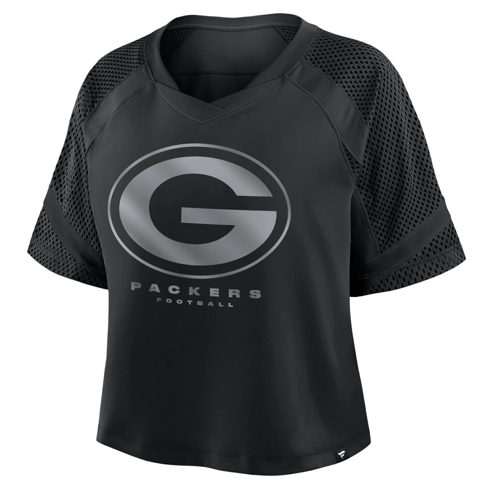 Green Bay Packers Women's Oversized Raglan V-Neck Blackout Fashion Jersey for sale