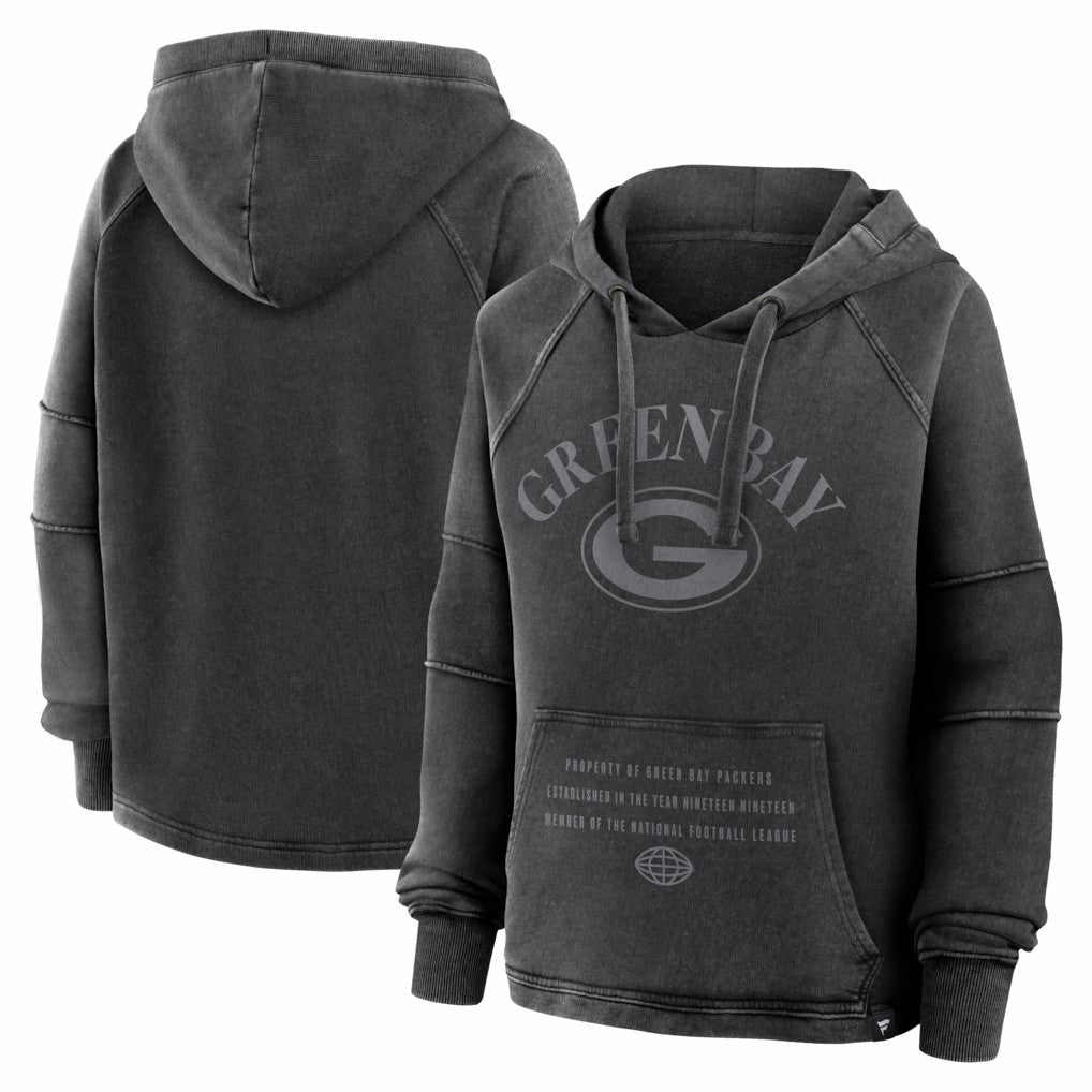 Green Bay Packers Women's Oversized Raglan Gridiron Hoodie - Black cheap