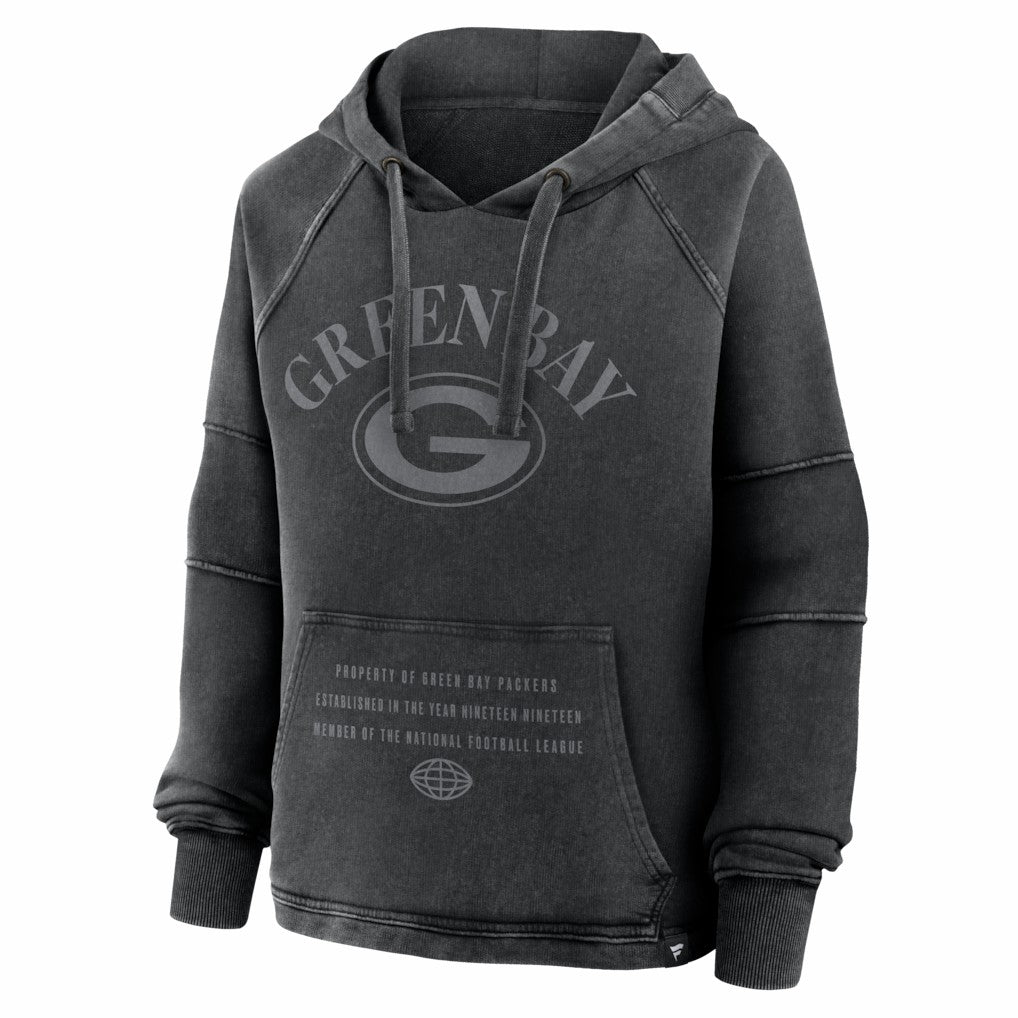 Green Bay Packers Women's Oversized Raglan Gridiron Hoodie - Black cheap