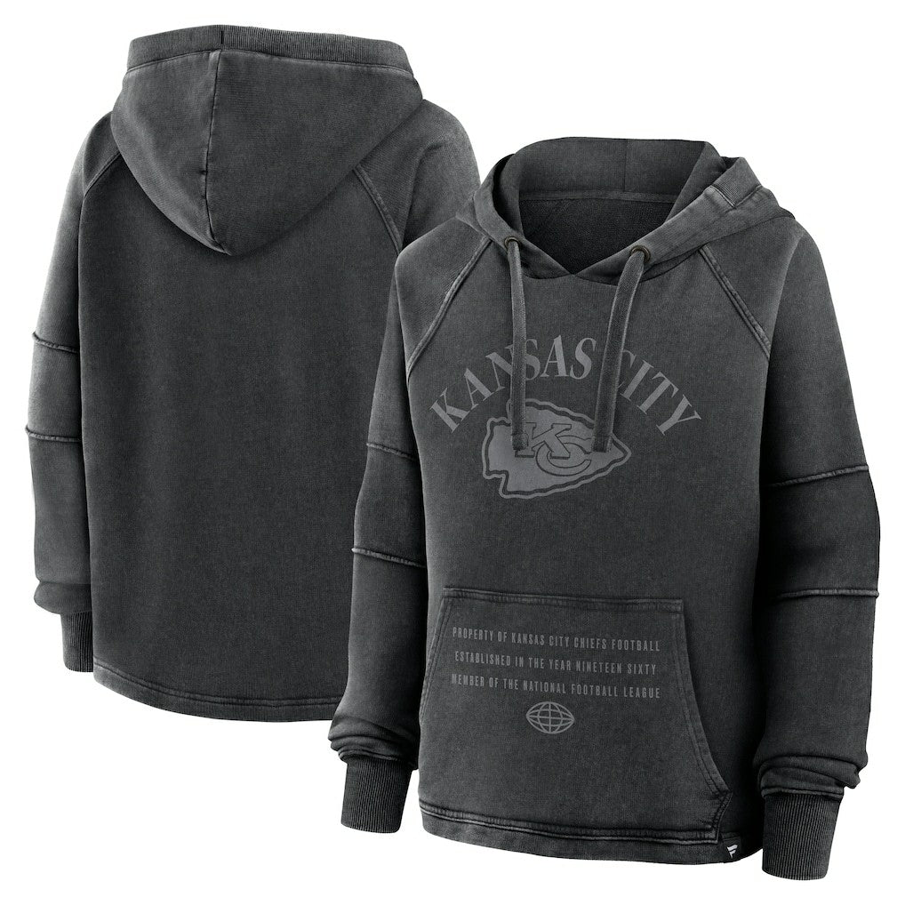 Kansas City Chiefs Women's Oversized Raglan Gridiron Hoodie - Black discount