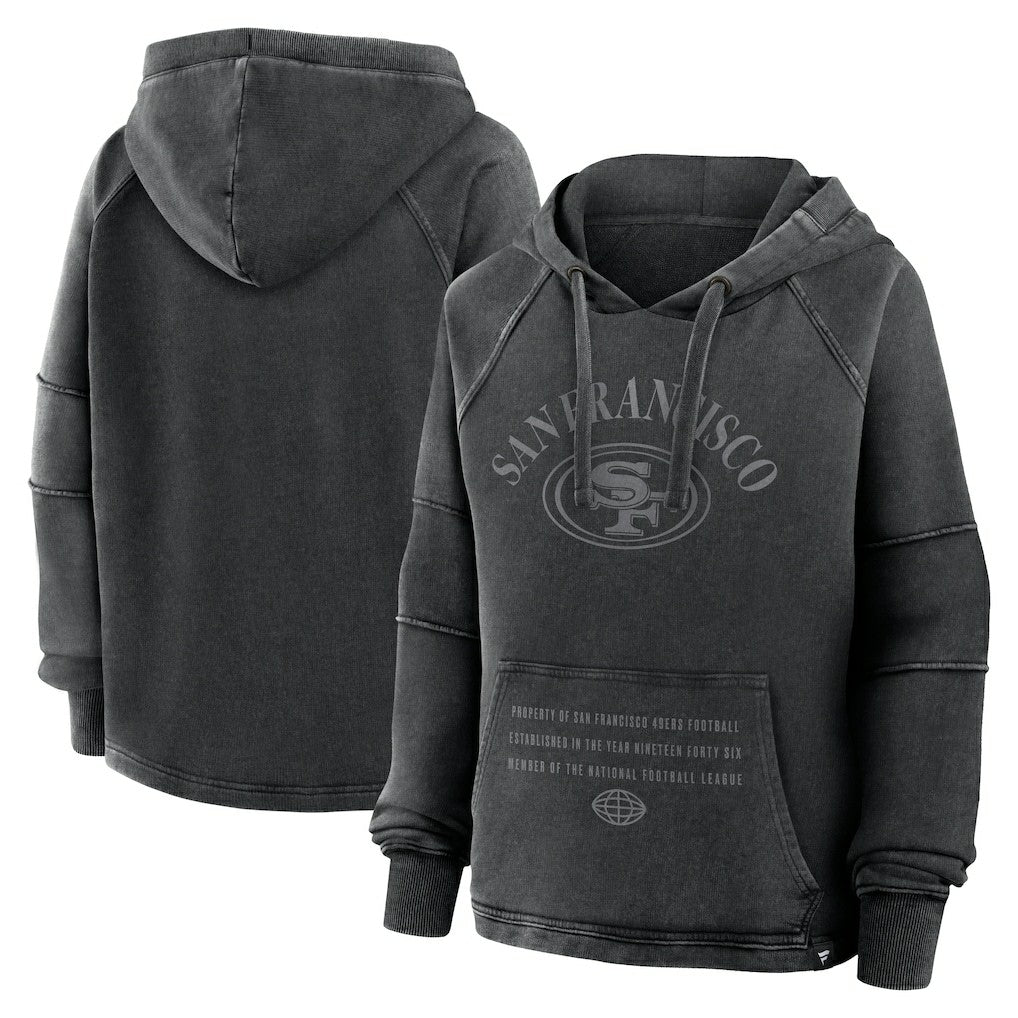 San Francisco 49ers Women's Oversized Raglan Gridiron Hoodie - Black sale
