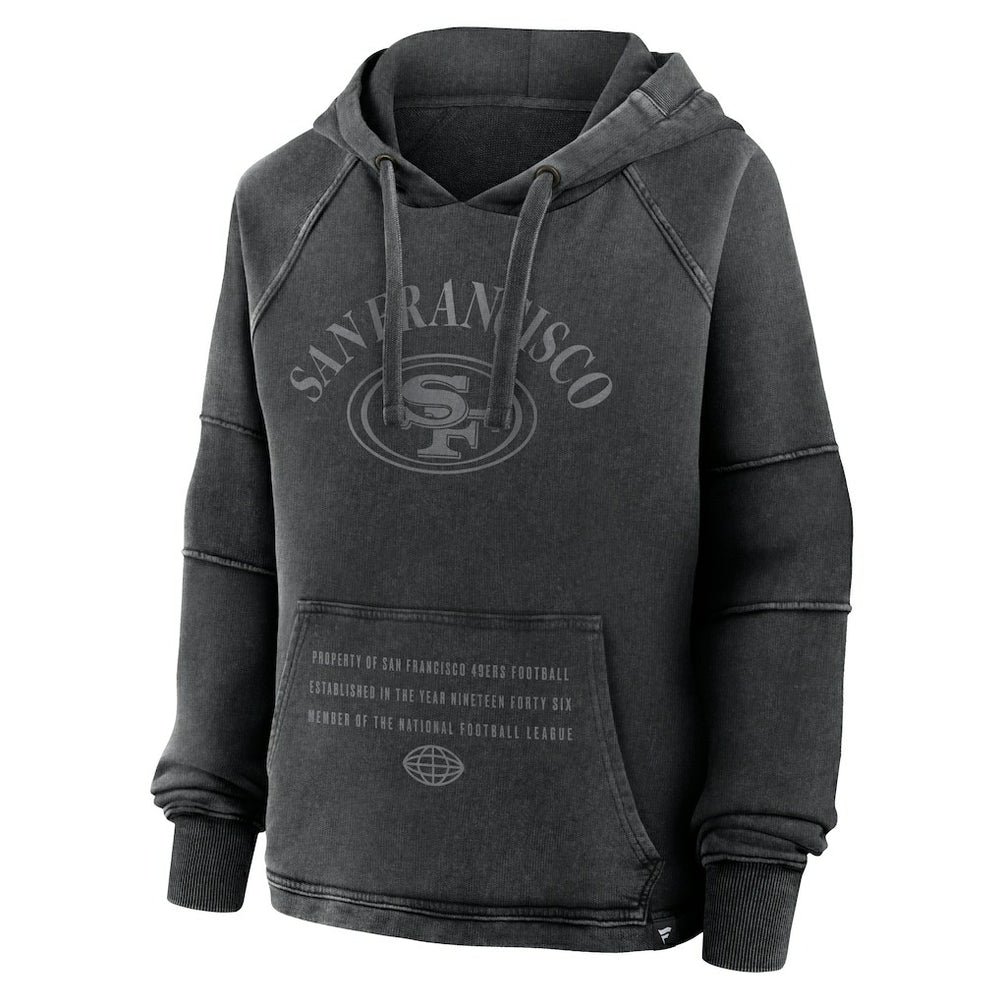 San Francisco 49ers Women's Oversized Raglan Gridiron Hoodie - Black sale