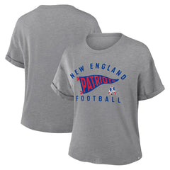 New England Patriots Women's Pennant Wave Tribute Tri-Blend Boxy T-Shirt - Heather Gray online