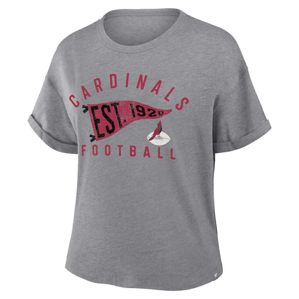 Arizona Cardinals Women's Pennant Wave Tribute Tri-Blend Boxy T-Shirt - Heather Gray discount
