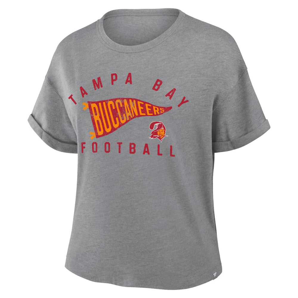 Tampa Bay Buccaneers Women's Pennant Wave Tribute Tri-Blend Boxy T-Shirt - Heather Gray outlet