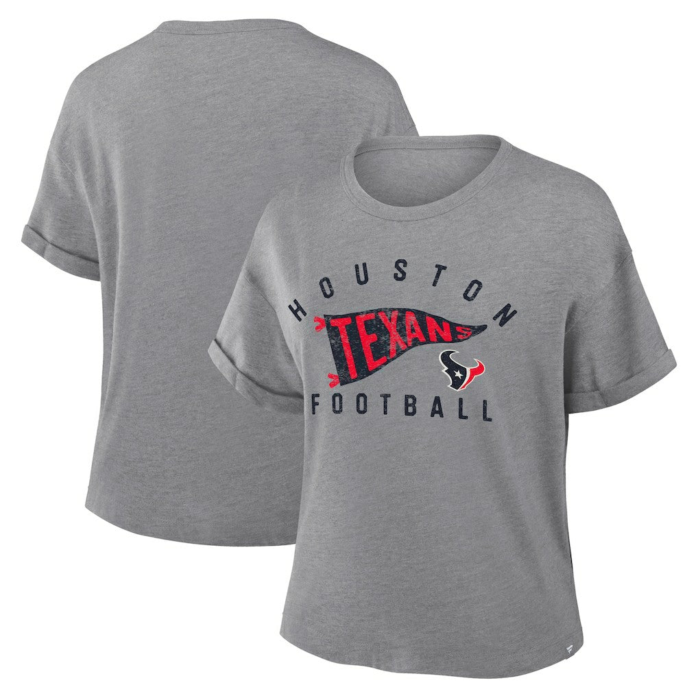 Houston Texans Women's Pennant Wave Tribute Tri-Blend Boxy T-Shirt - Heather Gray sale