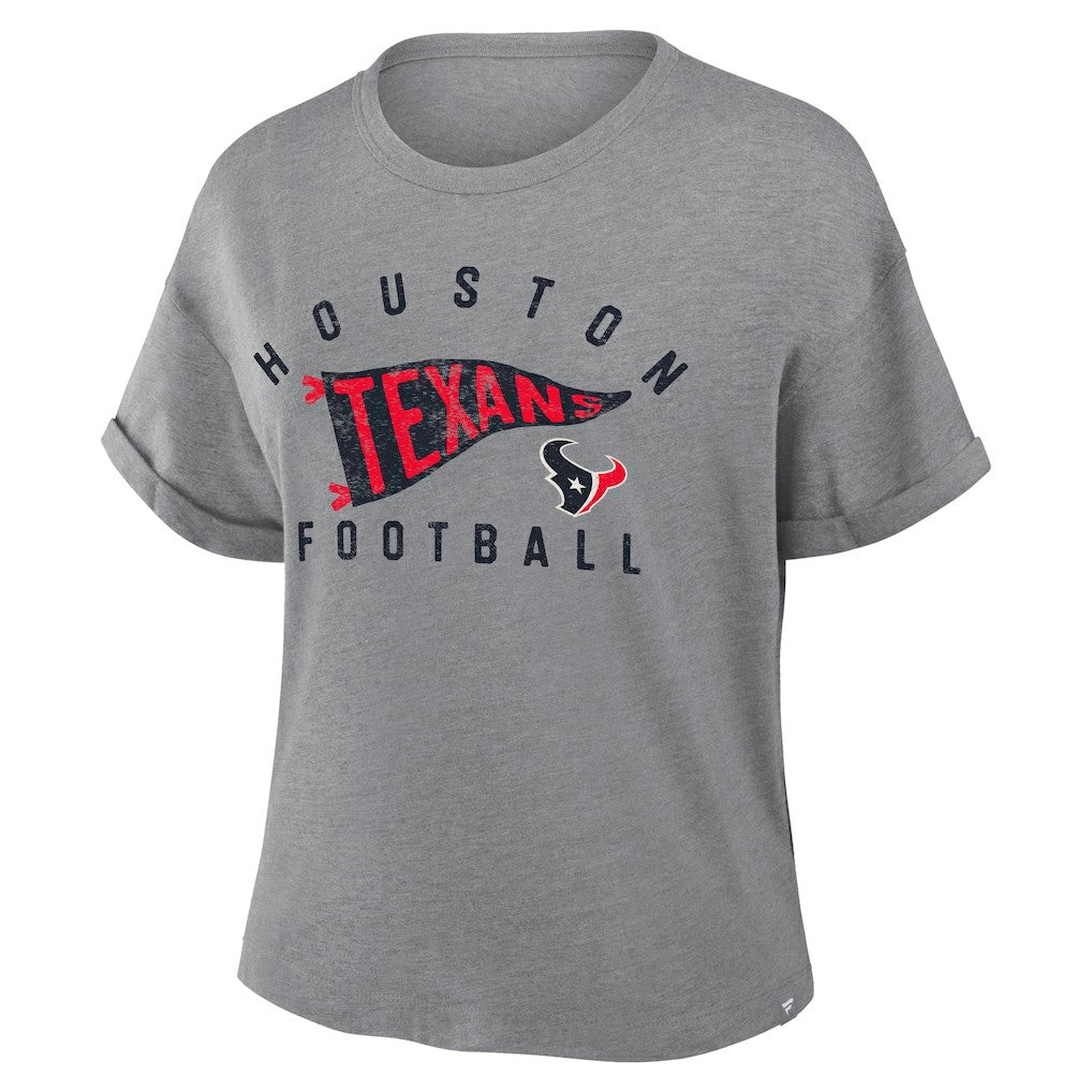 Houston Texans Women's Pennant Wave Tribute Tri-Blend Boxy T-Shirt - Heather Gray sale