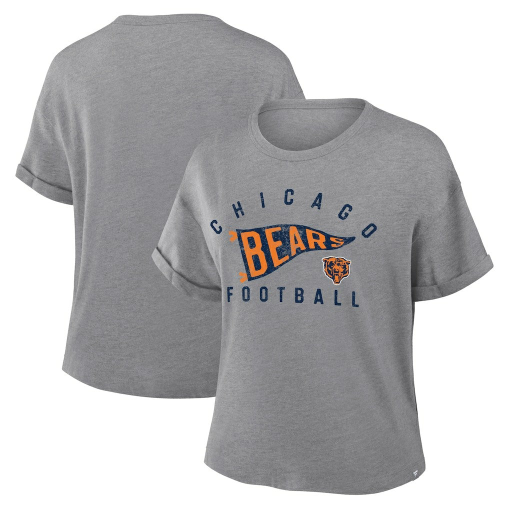 Chicago Bears Women's Pennant Wave Tribute Tri-Blend Boxy T-Shirt - Heather Gray online