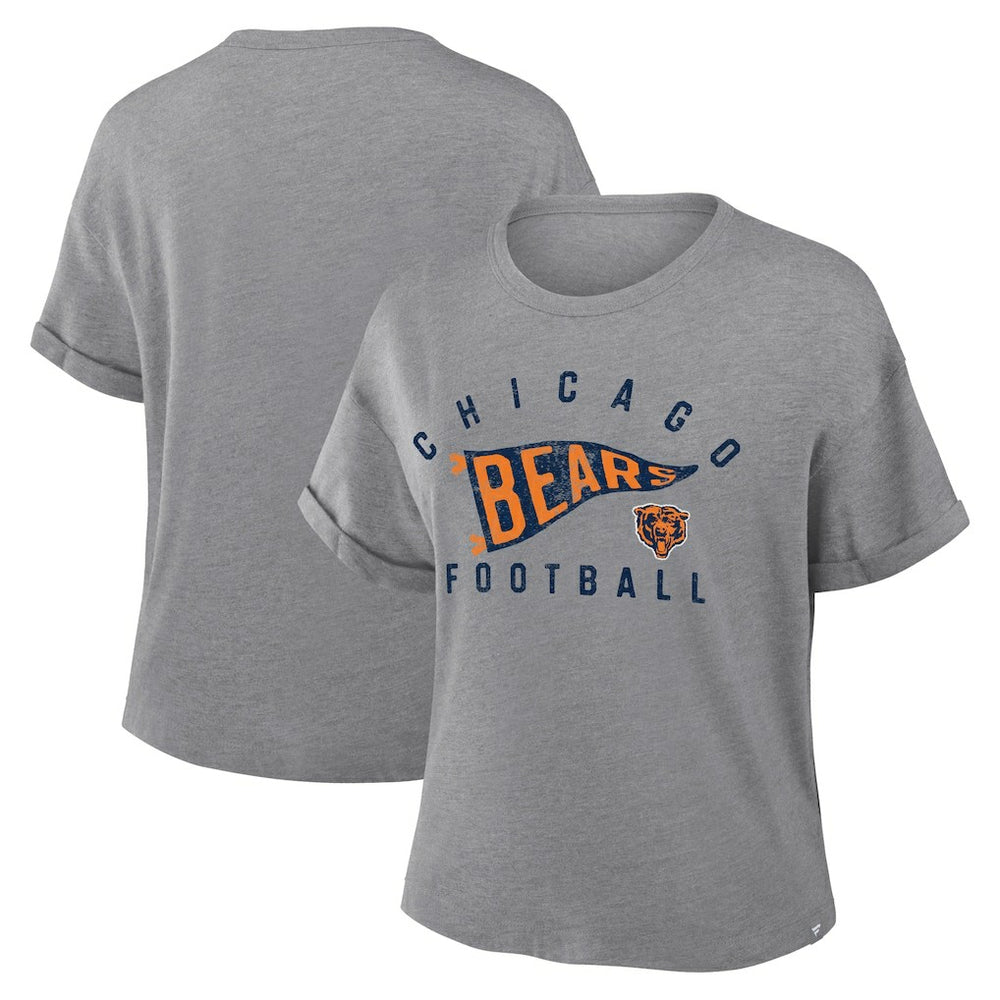 Chicago Bears Women's Pennant Wave Tribute Tri-Blend Boxy T-Shirt - Heather Gray online