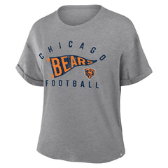 Chicago Bears Women's Pennant Wave Tribute Tri-Blend Boxy T-Shirt - Heather Gray online