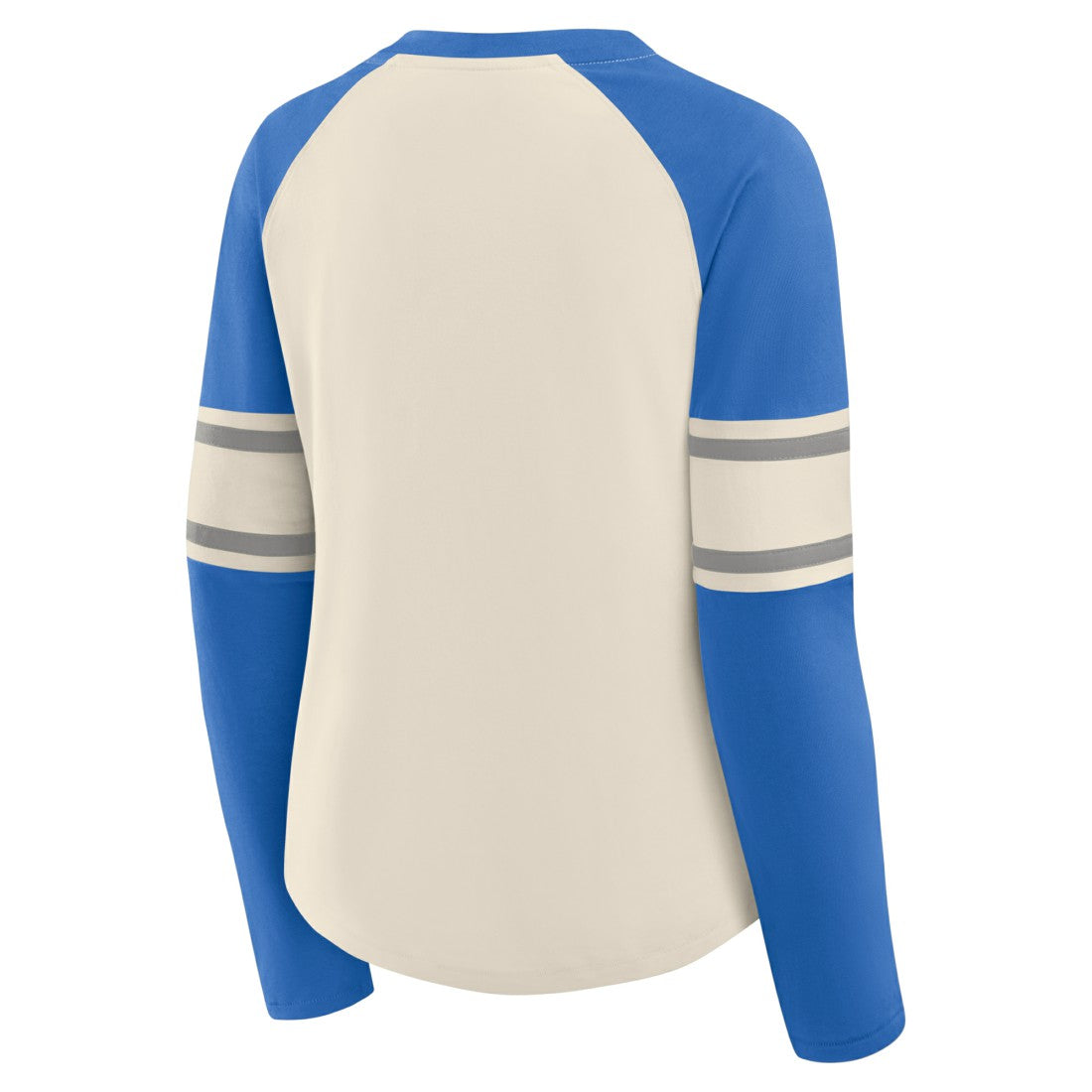 Detroit Lions Women's Hometown Gridiron Hero Raglan Lace-Up V-Neck Long Sleeve T-Shirt - Cream/Blue on sale