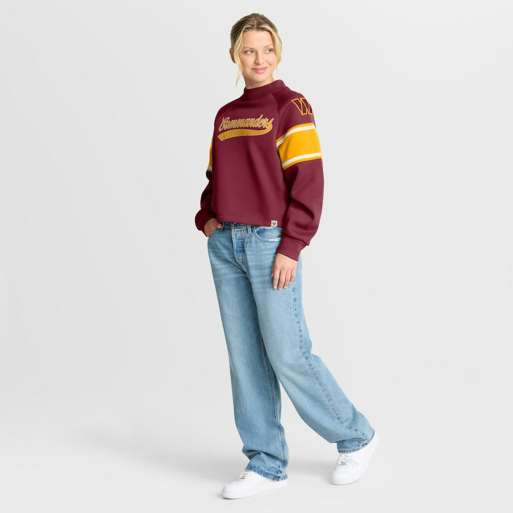 Washington Commanders Oversized Hometown Toss Sweep Mock Neck Pullover - Burgundy outlet
