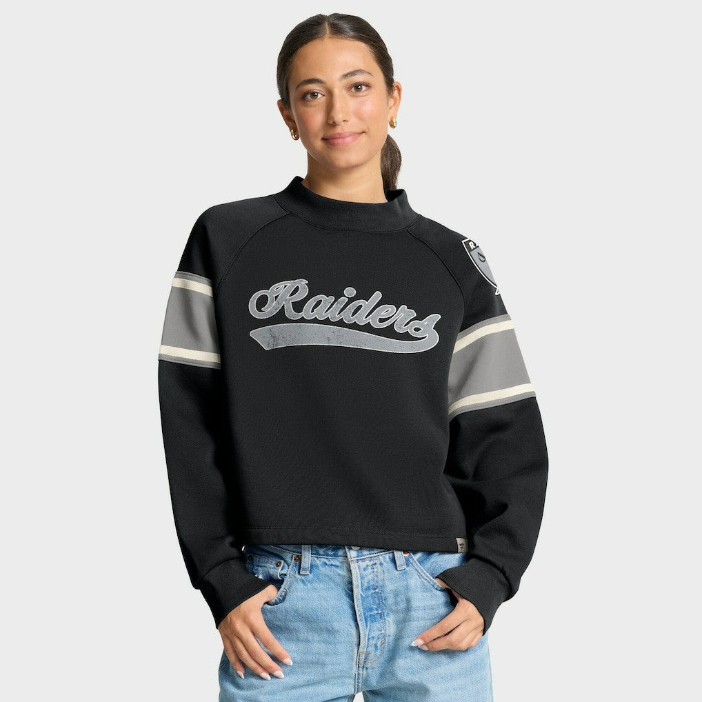 Las Vegas Raiders Oversized Hometown Toss Sweep Mock Neck Pullover - Black discount
