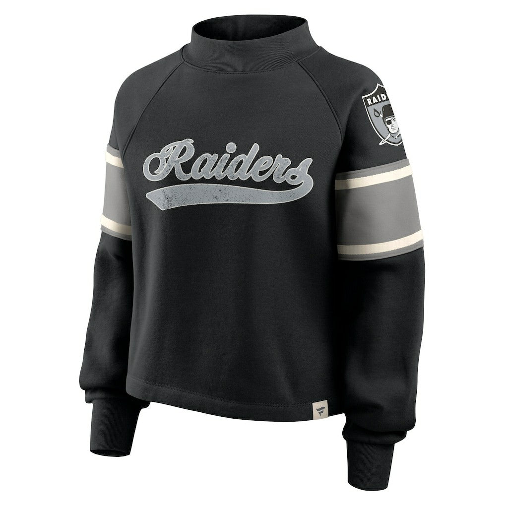 Las Vegas Raiders Oversized Hometown Toss Sweep Mock Neck Pullover - Black discount