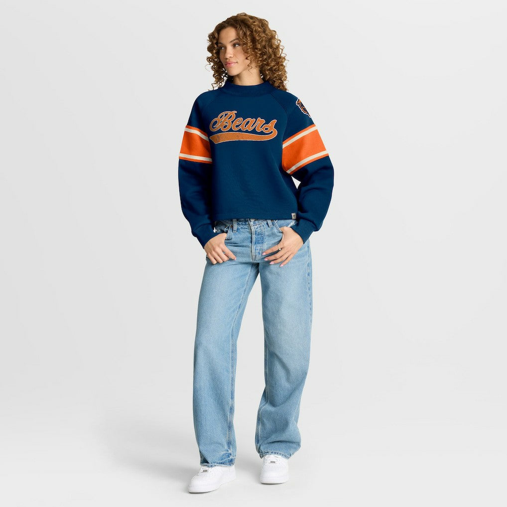 Chicago Bears Oversized Hometown Toss Sweep Mock Neck Pullover - Navy cheap