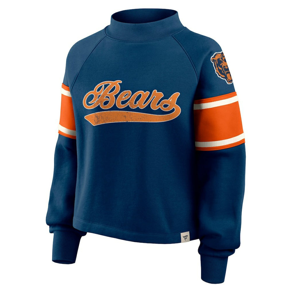 Chicago Bears Oversized Hometown Toss Sweep Mock Neck Pullover - Navy cheap