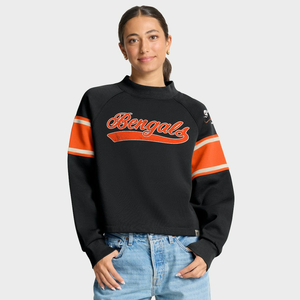 Cincinnati Bengals Oversized Hometown Toss Sweep Mock Neck Pullover - Black outlet