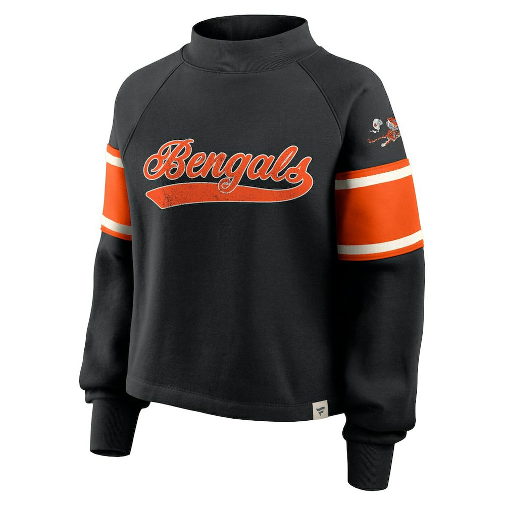 Cincinnati Bengals Oversized Hometown Toss Sweep Mock Neck Pullover - Black outlet