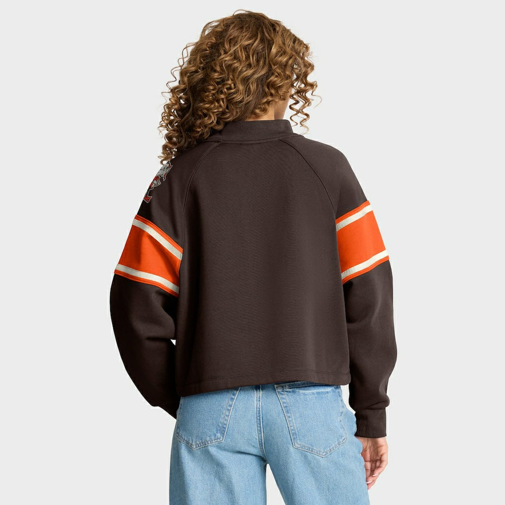 Cleveland Browns Oversized Hometown Toss Sweep Mock Neck Pullover - Brown online