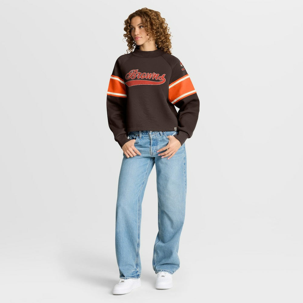 Cleveland Browns Oversized Hometown Toss Sweep Mock Neck Pullover - Brown online