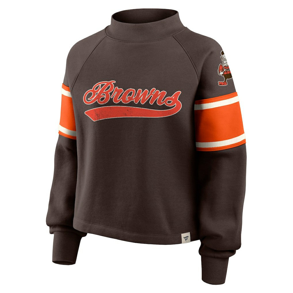 Cleveland Browns Oversized Hometown Toss Sweep Mock Neck Pullover - Brown online