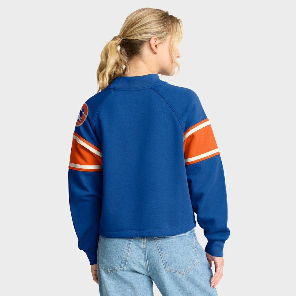 Denver Broncos Oversized Hometown Toss Sweep Mock Neck Pullover - Royal cheap
