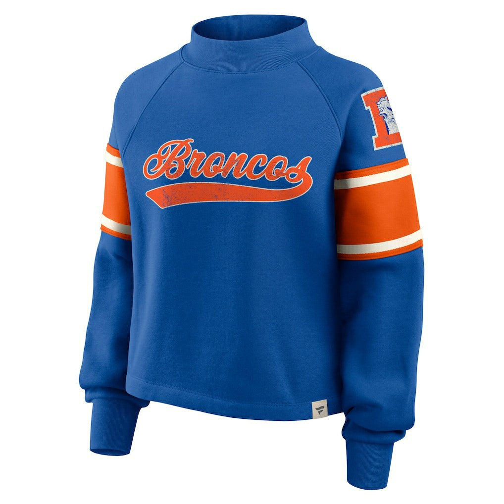 Denver Broncos Oversized Hometown Toss Sweep Mock Neck Pullover - Royal cheap