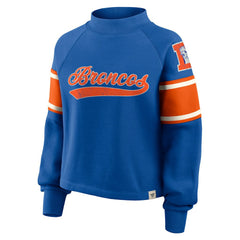 Denver Broncos Oversized Hometown Toss Sweep Mock Neck Pullover - Royal cheap