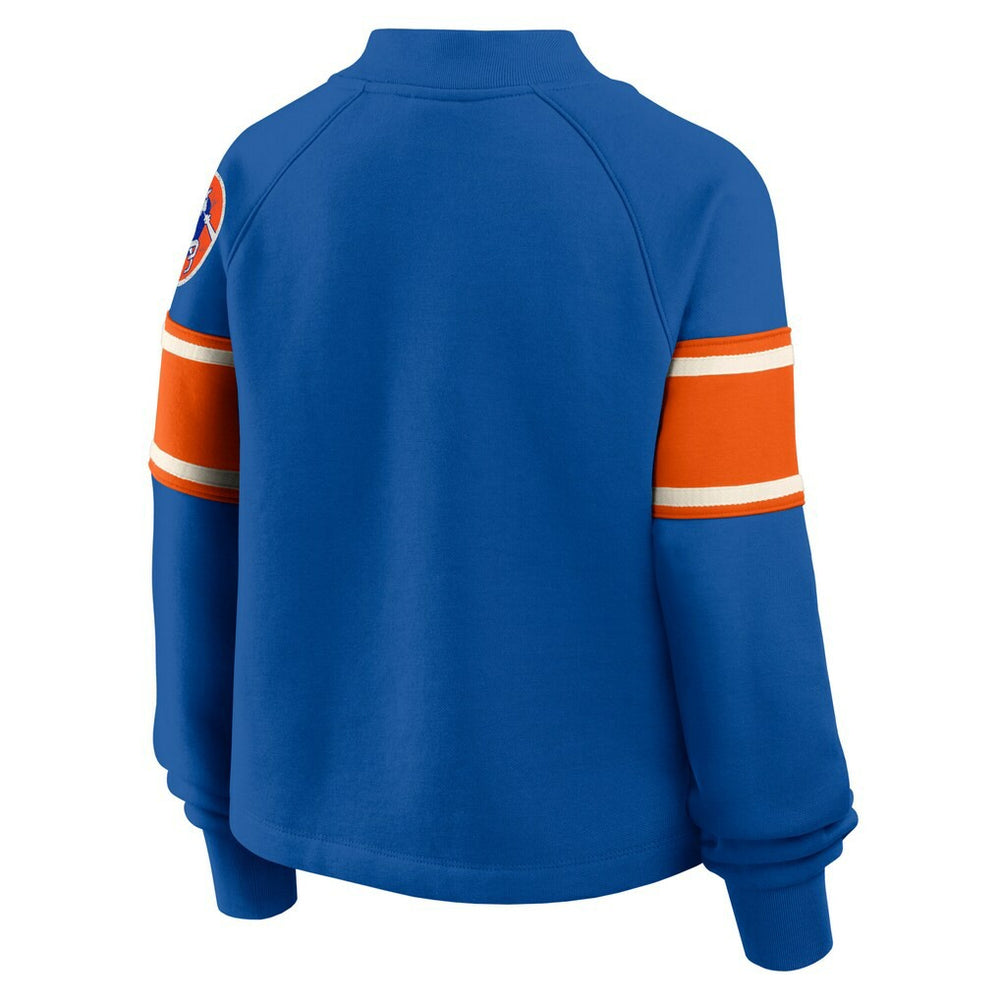 Denver Broncos Oversized Hometown Toss Sweep Mock Neck Pullover - Royal cheap