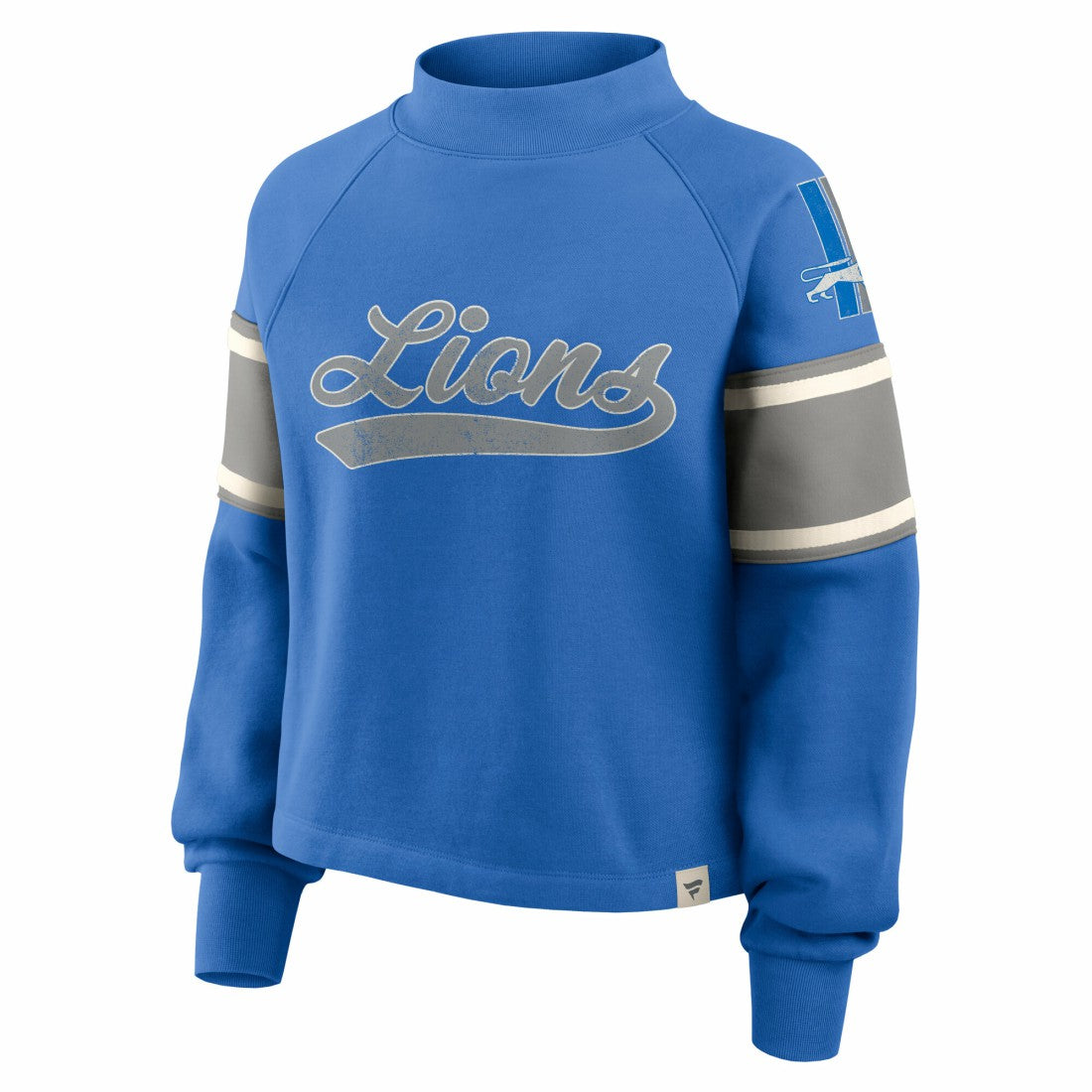 Detroit Lions Oversized Hometown Toss Sweep Mock Neck Pullover - Blue cheap